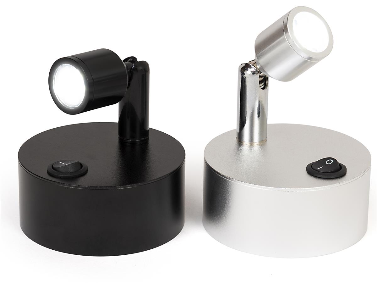 Display Case Spotlights 4 Sizes, Set of Two in Black or Silver