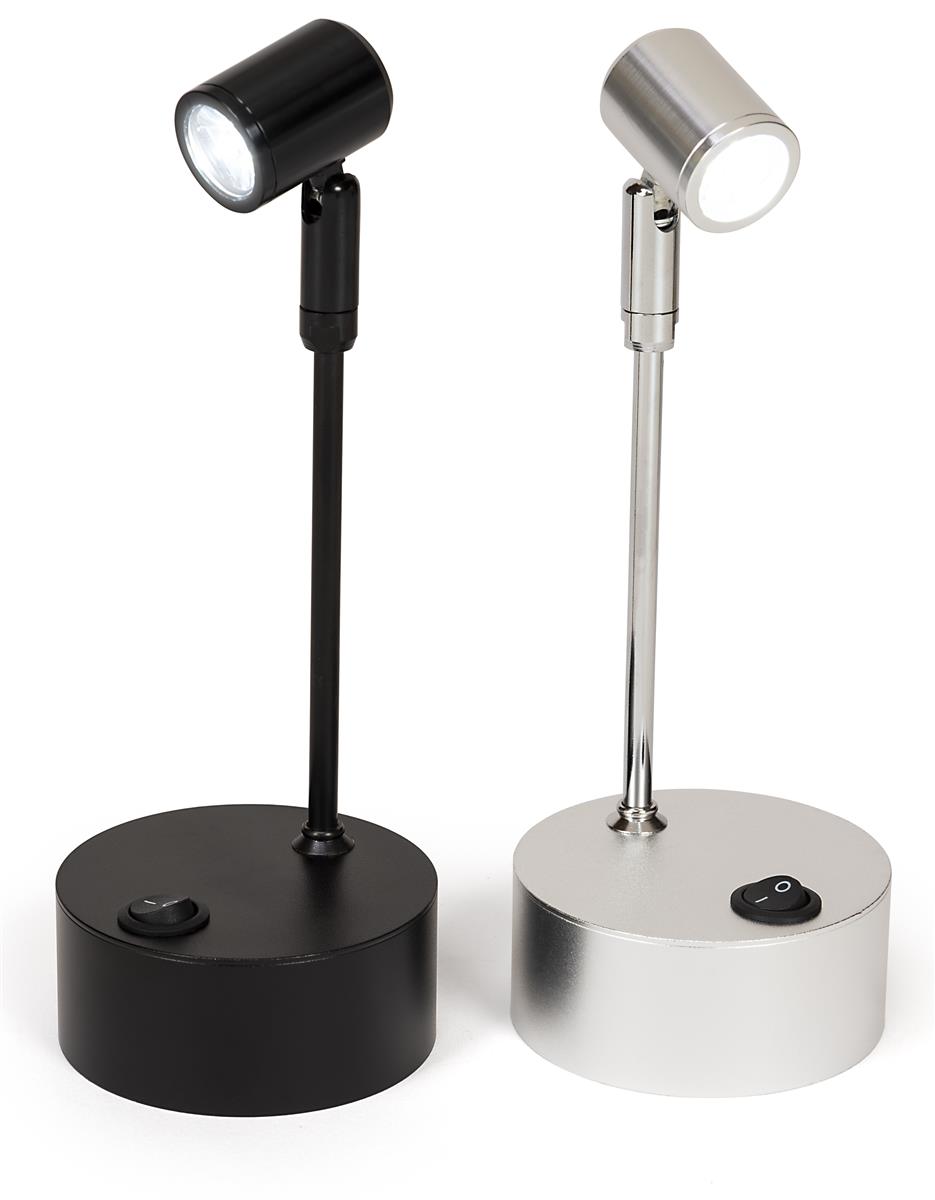 Display Case Spotlights 4 Sizes, Set of Two in Black or Silver