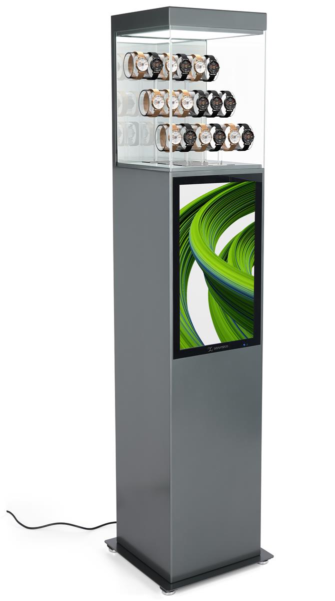 Exhibit pedestal case with video screen and DiviEX software pre-installed 