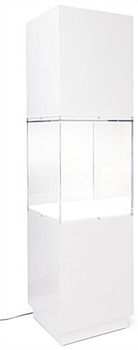 Illuminated pedestal display case with 19 inch width