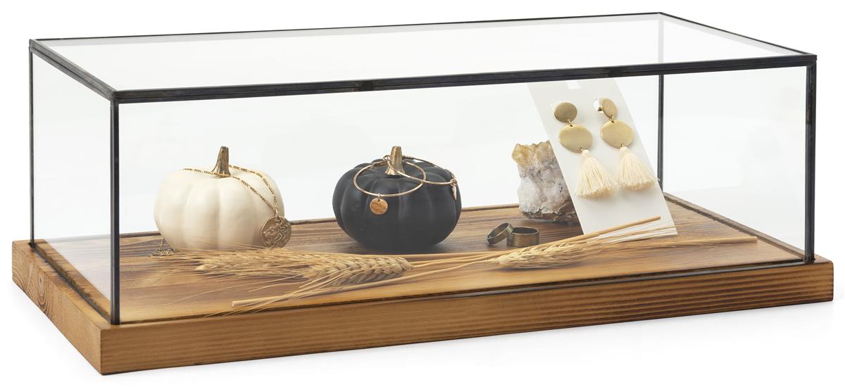 Natural Wood Glass Top Display Case 