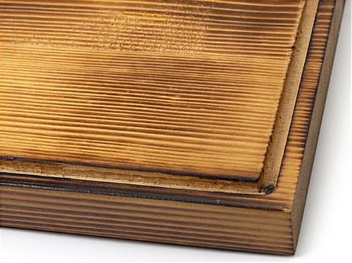 Wood glass tabletop keepsake display case with grooved base