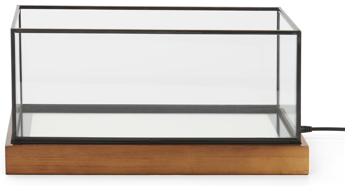 Glass Tabletop Box | Black Copper Frame Wood Base