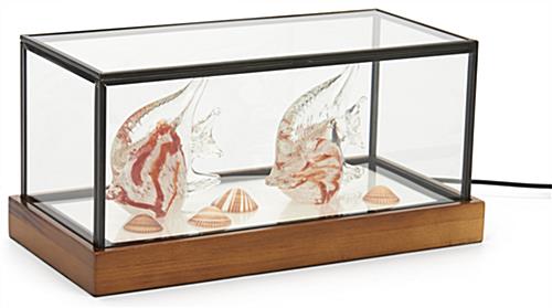 LED glass tabletop display box with 12 inch width