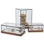 LED glass tabletop display box with antique finish