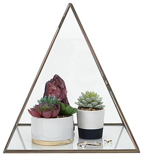 12 inch wide glass pyramid display case