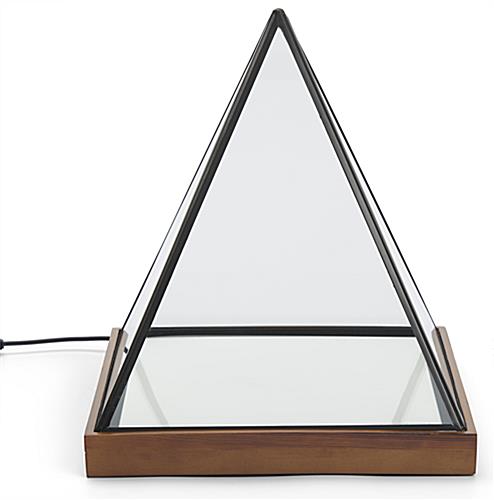 Lighted pyramid glass box with 13 inch height