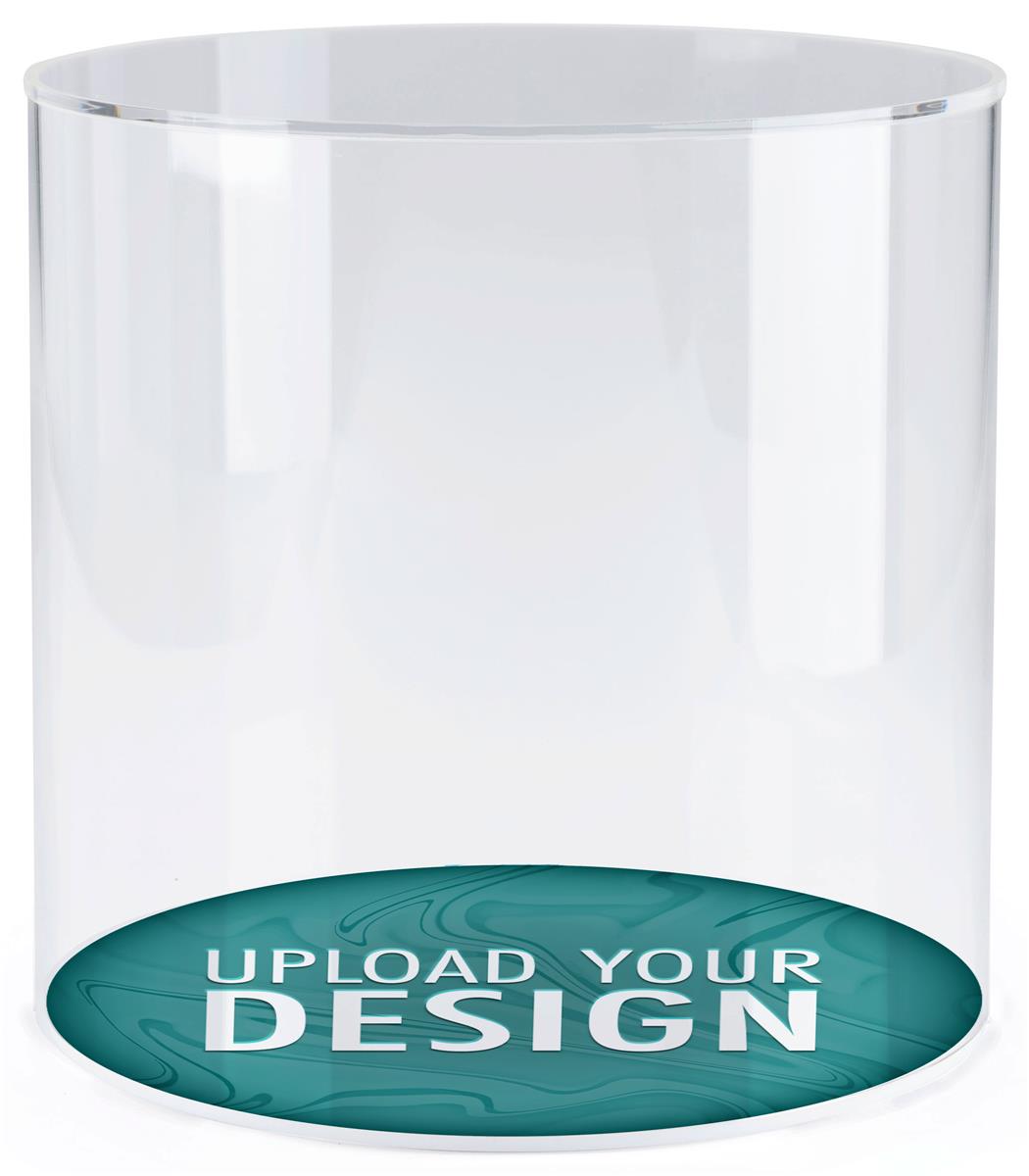 Plastic Cylinder Display Case with Printed Base | Tabletop Size