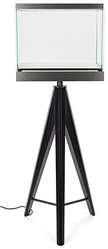 This glass display box with tripod base is made of stainless steel