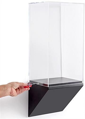 Museum pedestal wedge wall case includes screws to secure display