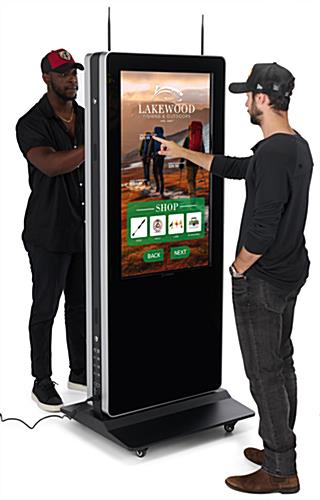 Double-Sided Digital Vertical Touchscreen Kiosk with (2) 8 Watt Speakers