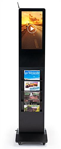 Magazine rack digital display system with four literature pockets 