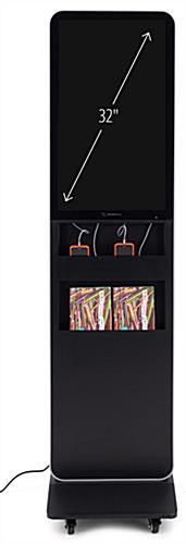 This digital magazine rack with charging station with tempered glass display