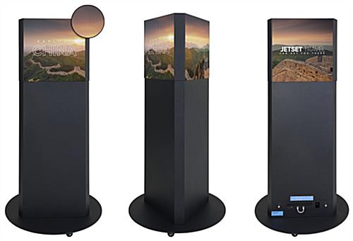 Three-sided digital signage totem with daisy chain ability 