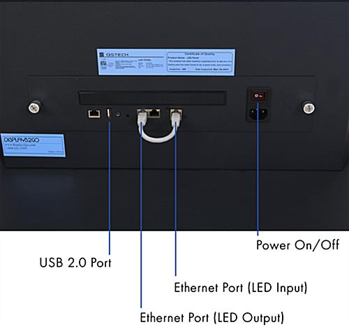 Three-sided digital signage totem with USB and ethernet port connectivity 