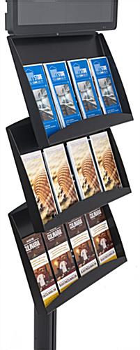 Freestanding literature holder with advertising screen and durable construction 