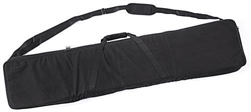 Black canvas fabric outer material on literature stand carry bag