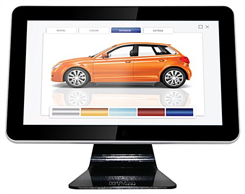 Countertop interactive touch signage with rotating screen orientation