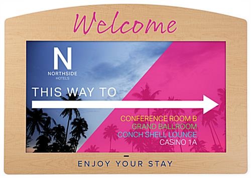 Stick-on faceplate for commercial monitors with custom printing and branded design