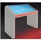 49" LED edge-lit kiosk with LCD touch screen in dark room with red edge light