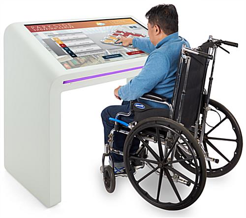 Edge lit horizontal touch screen kiosk with 49 inch display