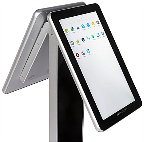 Double-sided interactive kiosk stand with two 10 point IR touch screens