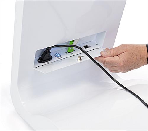 White touch screen monitor kiosk with USB port for plug and play