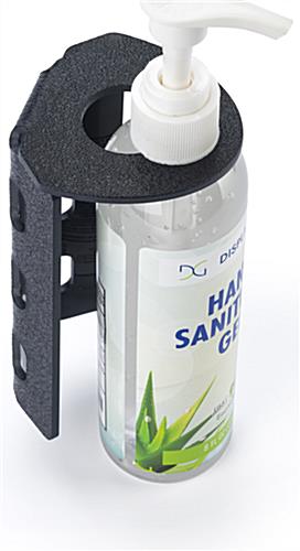 2 inch wide hand sanitizer bottle mount for wall or surface attachment 