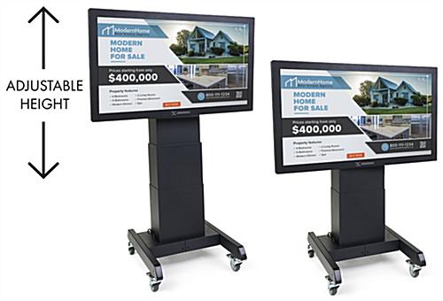 Interactive digital signage with motorized lift and adjustable height options