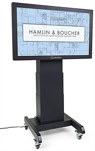 Tilting mobile flat panel stand with motorized lift and tilt functionality 
