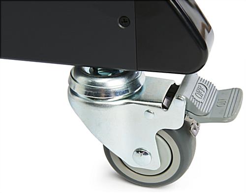 Tilting mobile flat panel stand with two locking and two non-locking caster wheels
