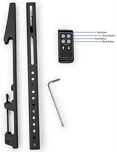 Interactive digital signage with motorized lift and adjustable mounting brackets 