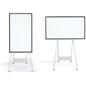 White board touch screen display in vertical position on the left and horizontal position on the right