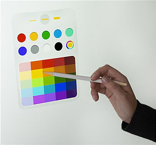 Color options for touch screen whiteboard displayed on screen