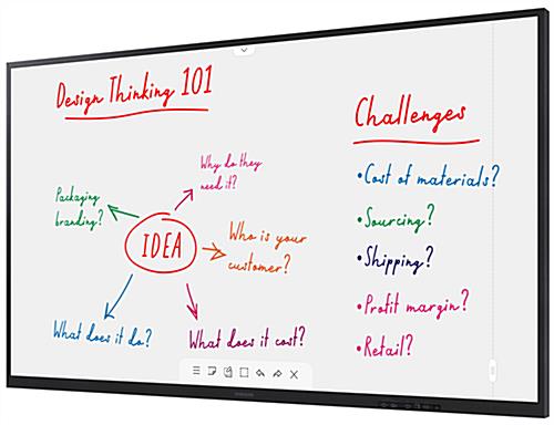 Touch screen whiteboard with pen to paper-like writing experience