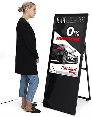 Digital sandwich board with overall height of 58.5 inches