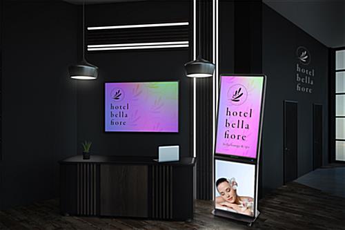 Backlit multimedia kiosk with signage and 32 inch screen