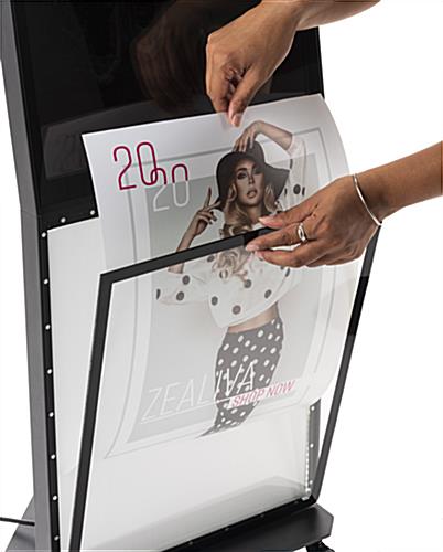 Custom kiosk poster signage with 15 x 19 media size 