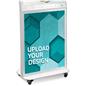 Backlit multimedia kiosk with magnetic cover for personalized graphics