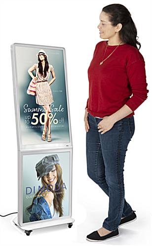 Backlit multimedia kiosk with 77 pound weight