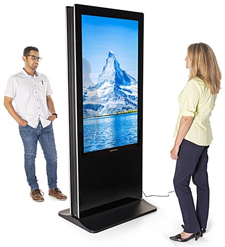 Double-sided digital non-touch display with user-friendly features