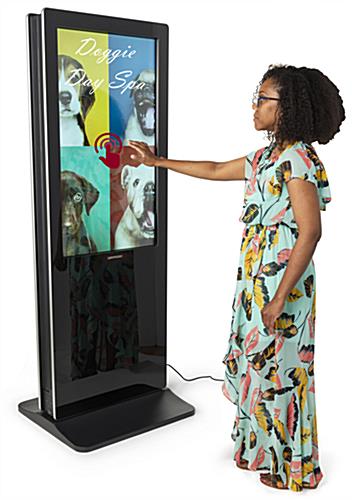 2-Sided touch screen digital poster kiosk each screen works independently functioning screens
