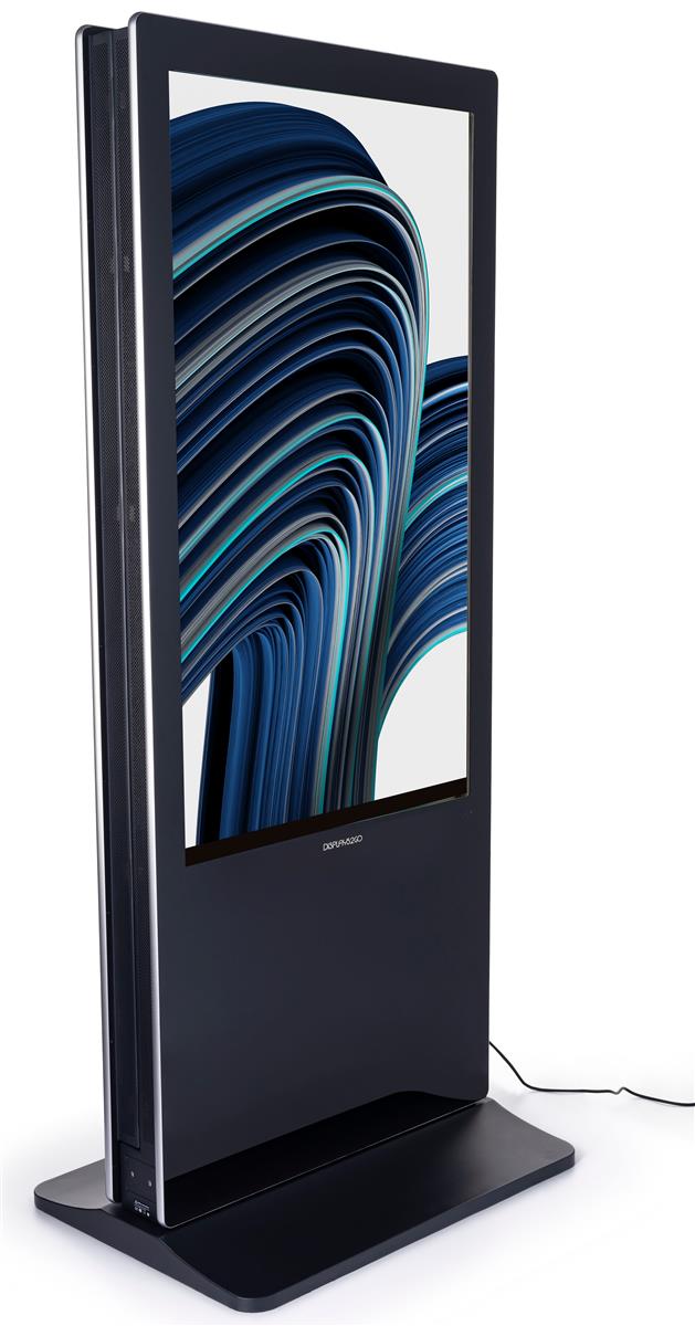 Double-sided digital vertical touchscreen kiosk with Android 7.1 operating system