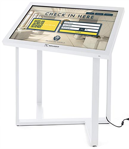Interactive touch screen kiosk with 25 degree viewing angle 