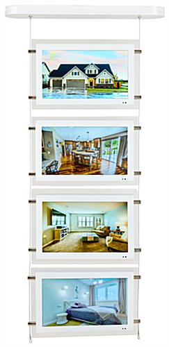 Digital hanging window display with built in speakers