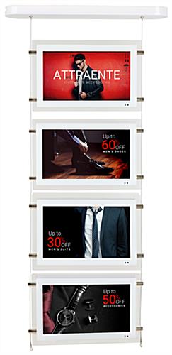 Digital hanging window display with crystal LED light box for static imagery