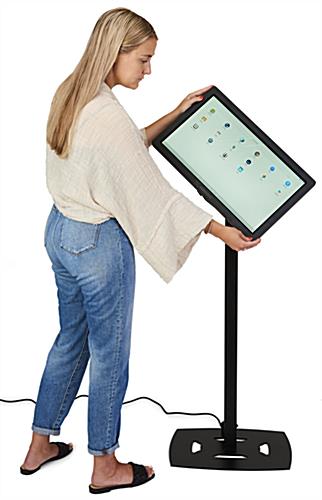 22" height adjustable touch kiosk with rotating screen orientation