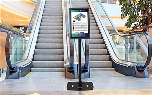 22" Digital Touch Screen Signage at the bottom of a set of escalators