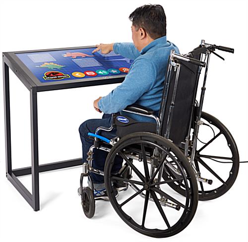 Accessible touch screen table with wheelchair friendly design 