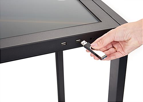 Accessible touch screen table with front access USB ports